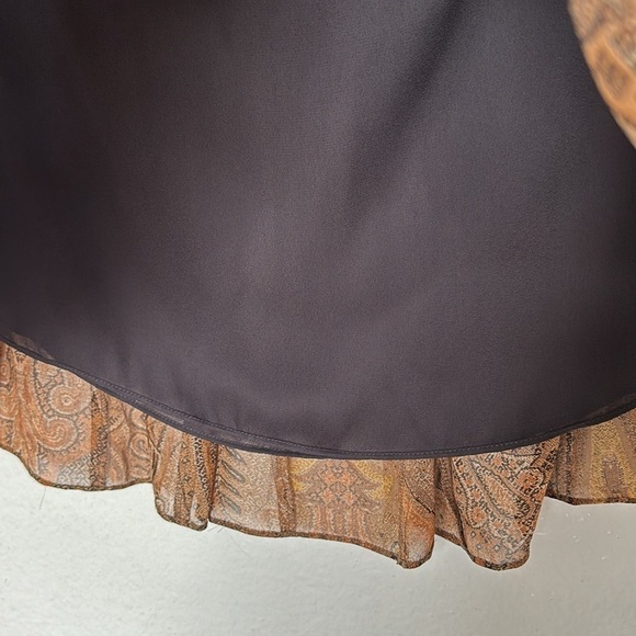 AK ANNE KLEIN Silk with paisley print brown and black skirt size 6 - Picture 5 of 8